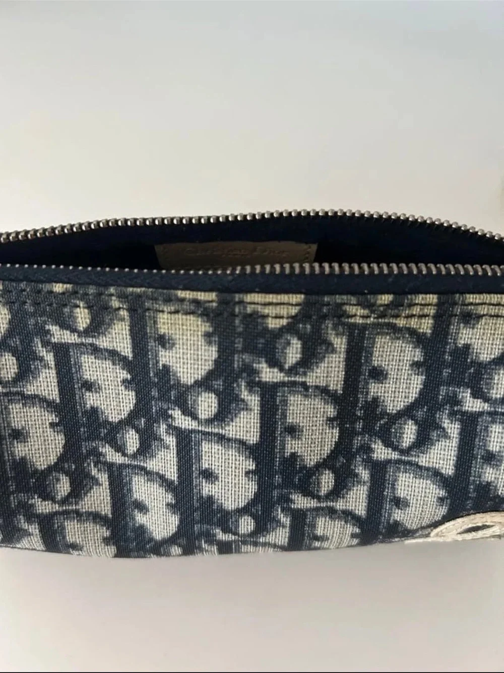 Dior Navy & Cream Monogram Zip Pouch